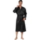 thumbnail image 1 of Bata de satén para hombre, camisón para dormir, camisón de manga larga para dormir, pijama, vestido, albornoz Negro M, 1 of 4