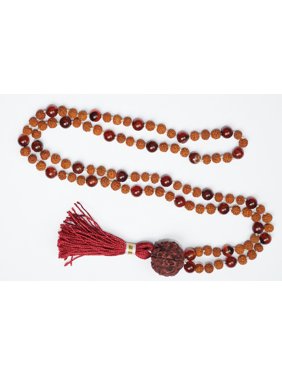 Mogul Coral Rudraksha Yoga Meditation Japamala Necklace