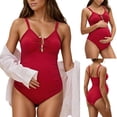 thumbnail image 1 of Gyexs Maternity Womens One Piece Swimsuit Ruched Front Keyhole Bathing Suit Adjustable Straps #03 Watermelon Red, Size L, 1 of 6