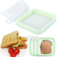 thumbnail image 1 of Grusce 3 Pcs Boîte de Rangement pour Sandwich en Silicone avec Couvercle 6 x 6 x 1.0 Pouces Récipient Réutilisable pour Toasts et Collations Micro-Ondes Sûr pour Enfants Adultes, 1 of 8