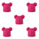 thumbnail image 2 of sweethay Gorro bonito y esponjoso con pompones y bolas para la cabeza, buena retención de calor, orejeras plegables, gorros de gran Rosa roja 5Conjunto, 2 of 6
