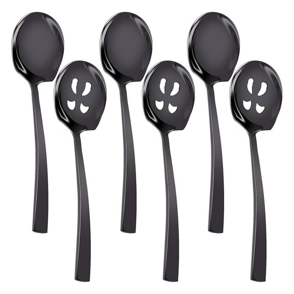 6pcs Serving Spoons and Slotted Spoons Set,9inch Stainless Steel Serving Utensils Set for Buffet Banquet Kitchen