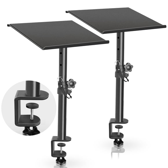 Heavy Duty Studio Monitor Stands Against The Wall, Height 13" to 18.5" Desktop Speaker Stand Stage Black