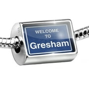 Neonblond Charm Sign Welcome To Gresham 925 Sterling Silver Bead