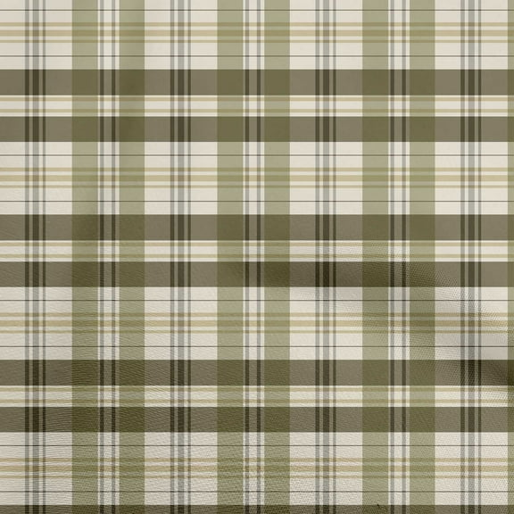 oneOone Viscose Jersey Olive Green Fabric Check Dress Material Fabric Print Fabric By The Yard 60 Inch Wide
