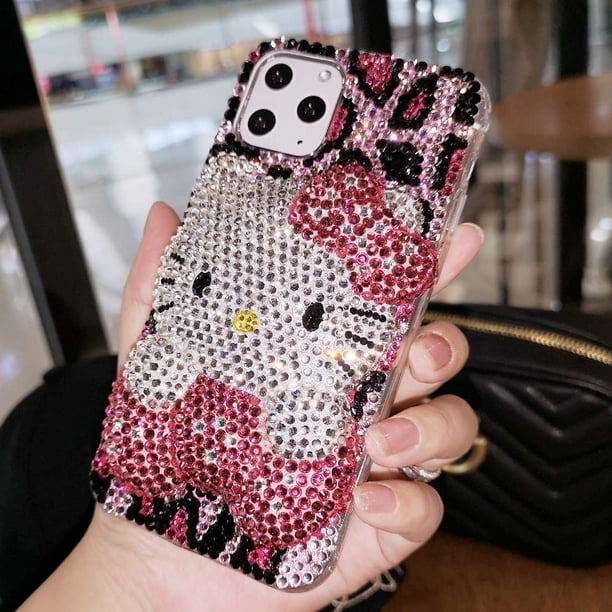 Funda protectora para iPhone 14, 13 Pro Max, Xs, 8 plus, con diamantes de imitación, 7 dibujos animados, Hello Kitty 11, 6, 12 Fivean unisex