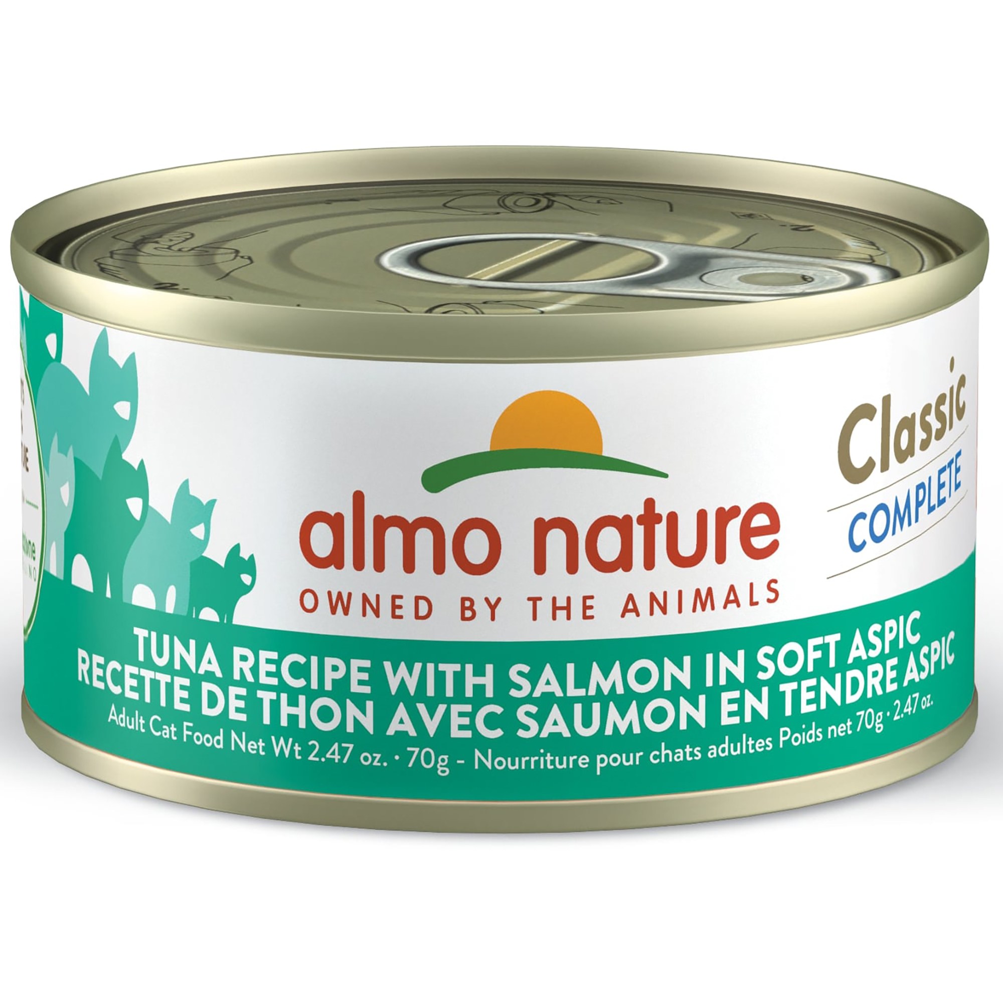 Almo Nature: Classic Complete Cat 12 Pack: Tuna Recipe With Salmon In Soft Aspic - 2.47oz Cans, Adult Cat Canned Wet Food, Grain Free, Daily Meal