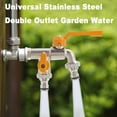 thumbnail image 2 of Universal Stainless Steel Double Outlet Garden Water Faucet - 1/2 * 3/4 * 3/4 Hose Splitter, Double Outlet Outside Tap, Outdoor Water Tap Valve, for Garden Household Industry (Red), 2 of 8