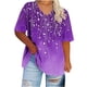 thumbnail image 4 of Camisetas Casuales de las Mujeres Más Tamaño V-Cuello Impresión Manga Corta Color Sólido Base de Verano Superior, Ligero para Diario, 4 of 9