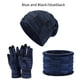 thumbnail image 4 of Conjunto de tres piezas de gorro de punto para hombre y mujer, otoño e invierno, con bufanda y guantes de algodón de terciopelo, 4 of 5