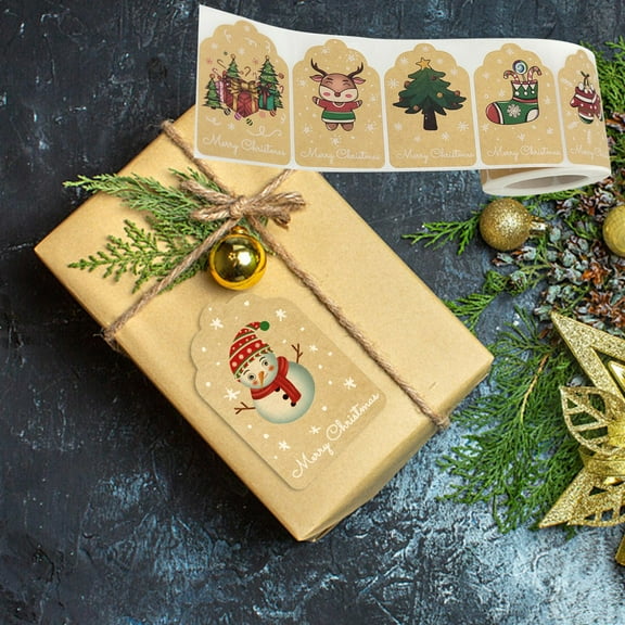 300Pcs Tag Stickers Party Decoration Kraft Paper Xmas Gift Tags Label for DIY Card Making Festival Greeting DIY Present Wrapping