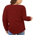 thumbnail image 2 of LANREMON Plus Size Sweatshirts for Women Crewneck Casual Tunic Tops Long Sleeve Shirts Womens Fall Pullover Tops Dark Red 20 Plus, 2 of 6