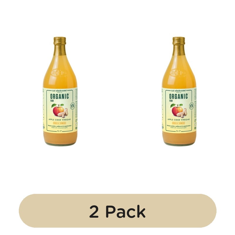 Eat Wholesome Organic Ginger & Turmeric Raw Apple Cider Vinegar 1L, British Import (Pack of 2)