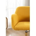 thumbnail image 2 of Modern Teddy Fabric Ergonomic Office Chair with Adjustable Height, 360-degree Swivel, Gold Metal Legs, and Universal Wheels for Stylish Indoor Spaces-Yellow, 2 of 9