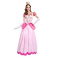 thumbnail image 4 of IBTOM CASTLE Princess Peach Dresses Adult with Crown and Gloves Women Pageant Long Dresses Pink Tulle Gown Carnival Dress Up for Photo Shoot Birthday Party Outfit M Pink, 4 of 8
