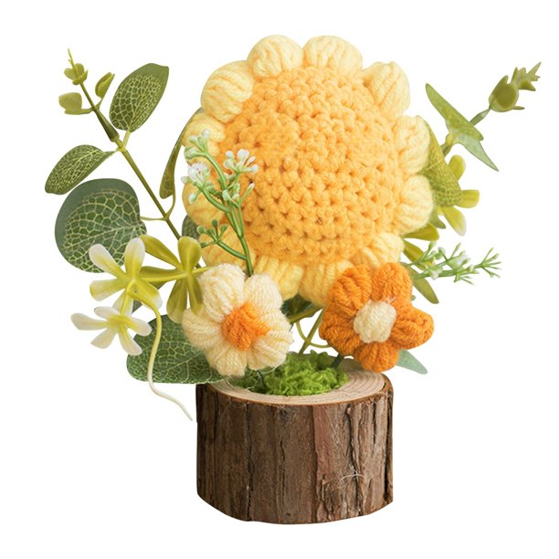 Adorno De Mesa Hecho A Mano Con Flores De Ganchillo Para Decorar El Escritorio De Casa