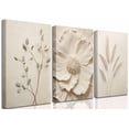 thumbnail image 1 of Lienzo decorativo para pared UZXTFQU, planta floral de color beige neutro, x3, 1 of 6
