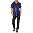 thumbnail image 2 of INSPIRE CHIC Men's Sequin Party Shirt Contrasting Color Short Sleeve Button Down Top 2XL Blue, 2 of 5