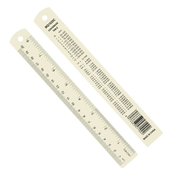 Uxcell 20cm/8" Metal Ruler, 2 Pack Aluminum Alloy Rulers with Centimeters, Millimeters, Inches and Conversion Table Straight Edge Ruler for Writing Machinist Drafting, White