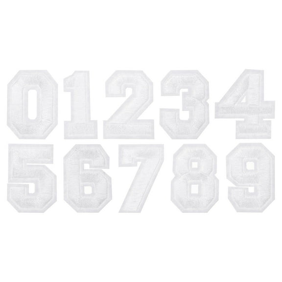Uxcell Embroidered Numbers Patches, Numbers 0-9 Applique Embroidered Patch Sew on Decals 1.77 Inch, White 10 Pcs