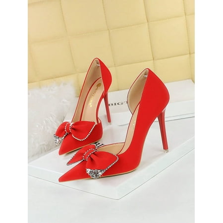 

Ladies‘ High Heels With Rhinestone Butterfly Knot Decoration And Stiletto Heel