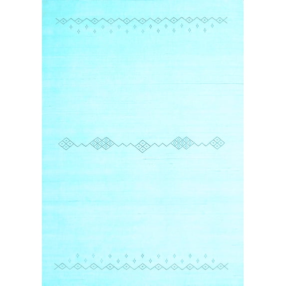 Ahgly Company Indoor Rectangle Solid Light Blue Modern Area Rugs, 7' x 10'