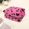 thumbnail image 3 of Unique Bargains 1 Pc Leopard Plush Drawstring Makeup Bag for Vacation Business Travel Plush Rose Red, 3 of 6