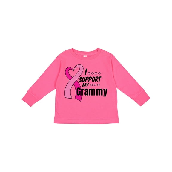 Inktastic Breast Cancer Awareness I Support My Grammy with Pink Ribbon Boys or Girls Long Sleeve Toddler T-Shirt