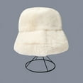 thumbnail image 2 of hotojiny Womens Fleece Brim Hat Fuzzy Fall Trendy Winter Warm Soft Hat Fashion Elegant Cute Solid Color Hat, 2 of 2