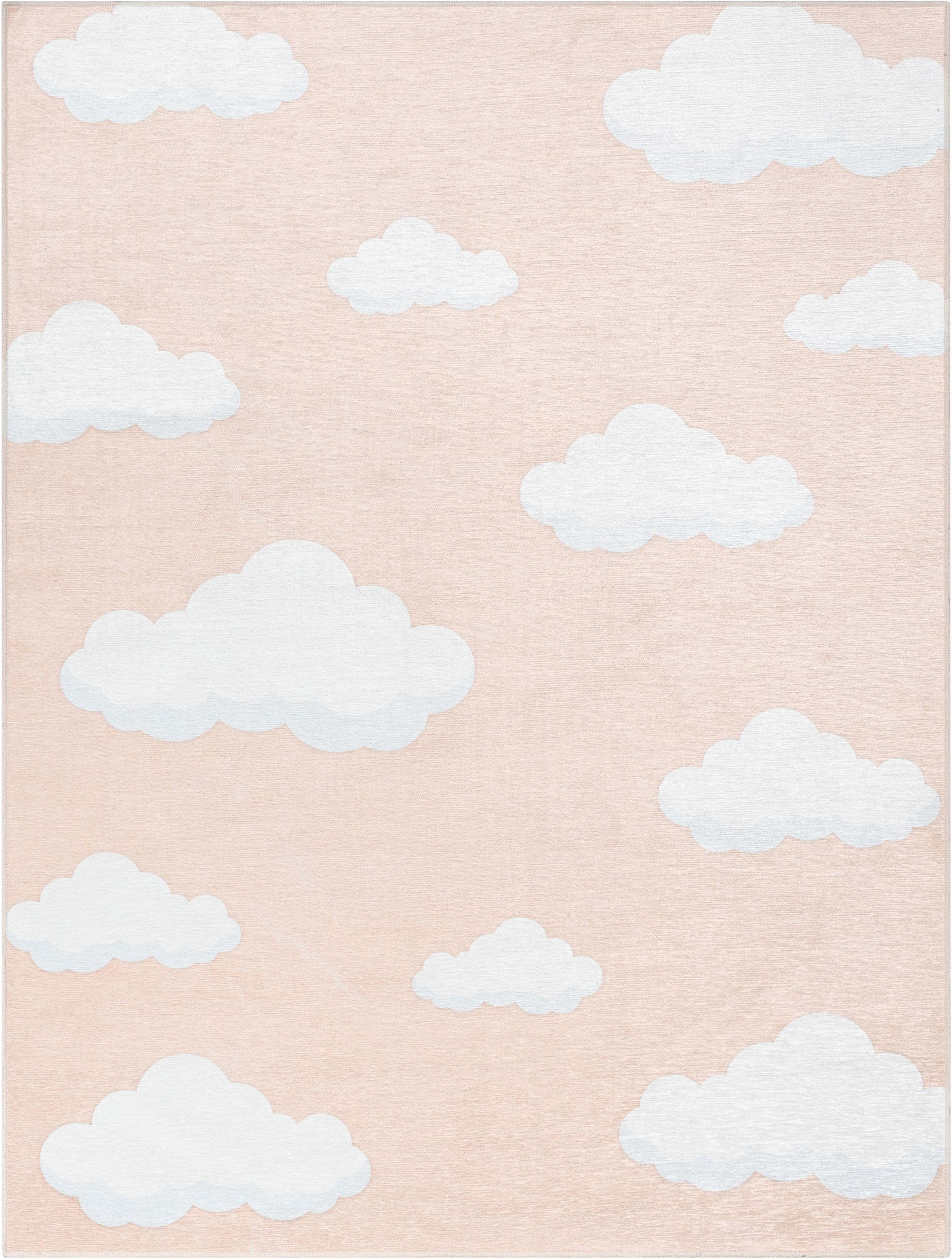 Well Woven Kids Rugs Cloud 9 Modern Coral Printed Distressed Machine Washable 6' x 9' Area Rug