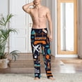 thumbnail image 5 of Uemuo Creative Transport Pattern Men's Wide Leg Palazzo Lounge Pants with Pockets Light Weight Loose Comfy Casual Pajama Pants-Small, 5 of 9