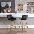 thumbnail image 3 of Bar Stools Set of 2, 30 inch Velvet Fabric Counter Height Bar Chairs with Golden Chrome Footrest and Legs, Ergonomic-Designed, Modern Dining Chairs for Kitchen Island and Pub, Black, 3 of 7