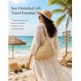 thumbnail image 4 of Handmade Woven Straw Tote Bag, Summer Beach Shoulder Handbag, Magnetic Closure Casual Travel Purse for Women, 4 of 7