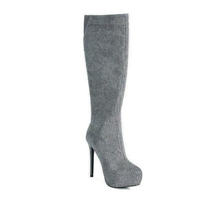 

Nebula Rhinestone Embellished Stiletto Calf Boots