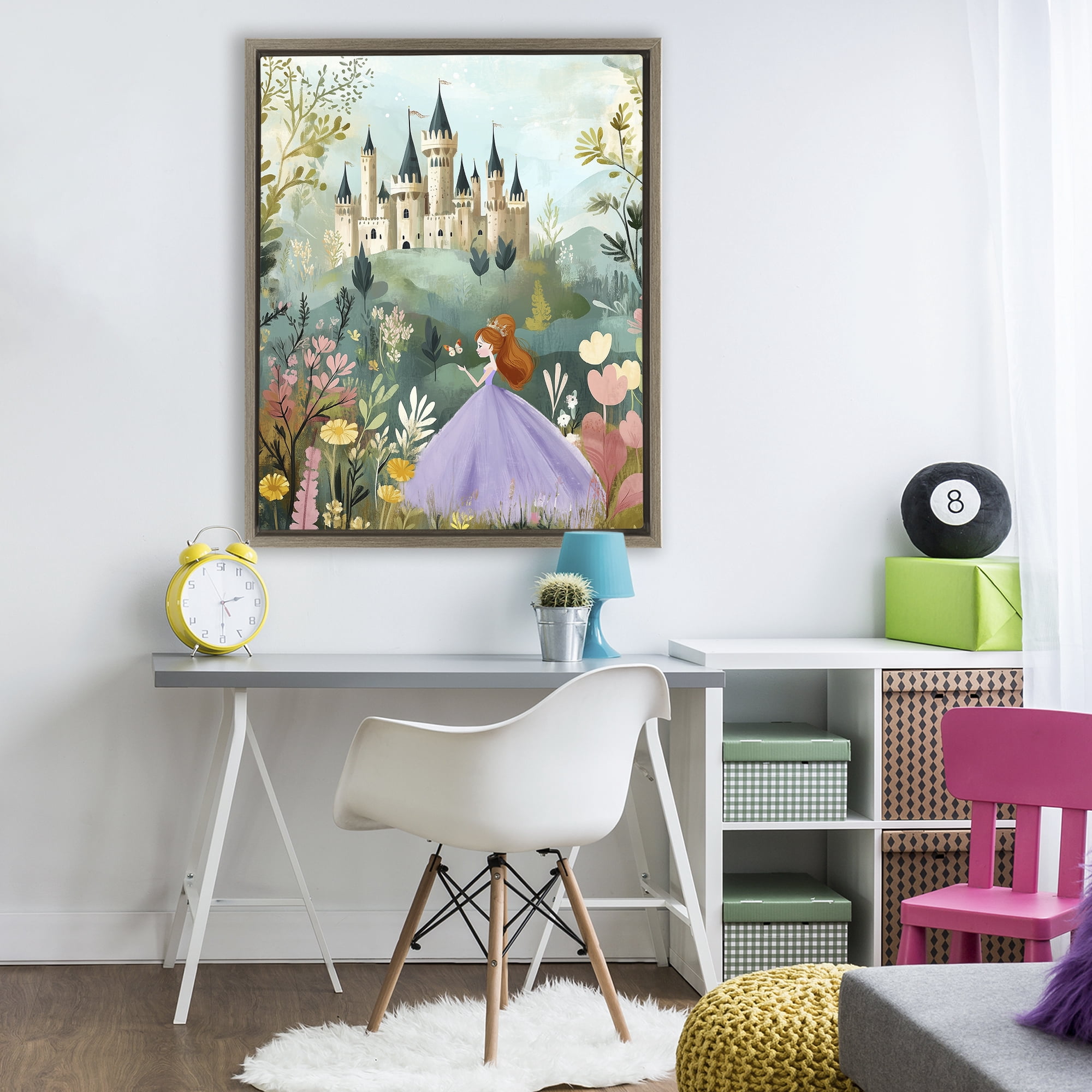 Stupell Industries Princess Day Out Brown Framed Floater Canvas Wall Art, design by Christine Simpson Art