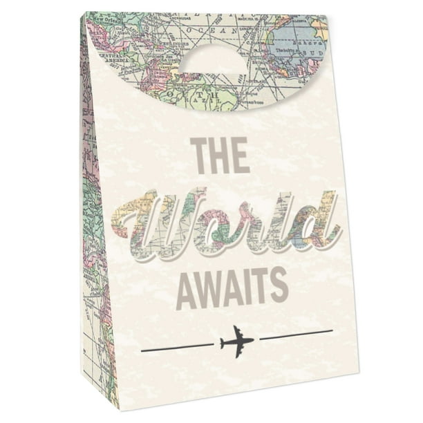 Big Dot of Happiness World Awaits Travel Themed Gift Favor Bags