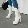 thumbnail image 2 of jovati Autumn And Winter Waterproof Platform Highheeled Flower Fringed Womens Boots, 2 of 9