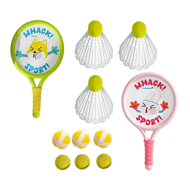 2x Raqueta de bádminton para niños Raqueta de bádminton con volantes Portátil Contiene 9 bolas