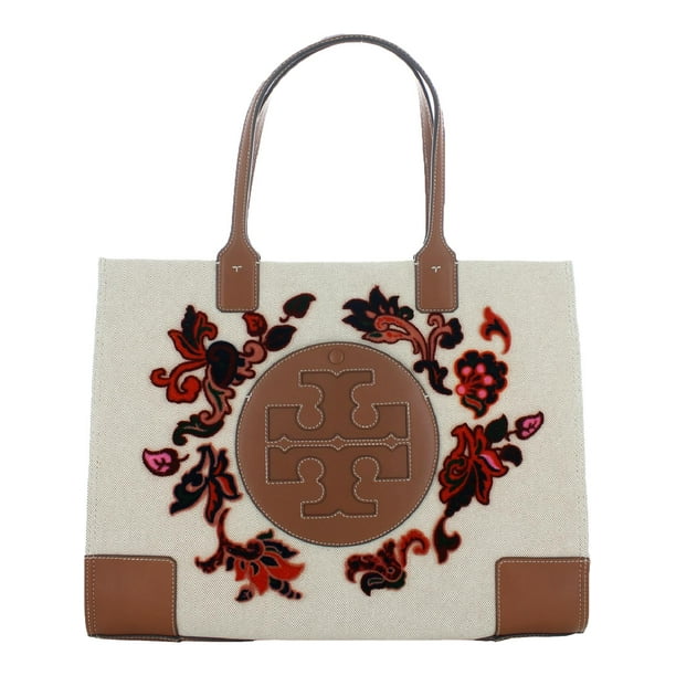 Tory Burch Womens Ella Fil Embroidered Open Slip Tote Handbag Tory Burch Womens Ella Fil Embroidered Open Slip Tote Handbag