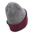 thumbnail image 4 of Top Headwear Cable Knit Long Winter Beanie - Grey/Burgundy, 4 of 5