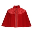 thumbnail image 2 of Virmaxy Halloween Costume Women's Velvet Costume Cape with Lace Collar Short Stand Collar Tie Front Cloak for Halloween Vampire Cosplay Party Dress Up Red, 2 of 8