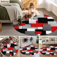 thumbnail image 5 of Round Rugs 5 Ft, Red Black Geometric Non Slip Area Rugs for Kitchen Bedroom Entryway, Modern Abstract Art Block Washable Carpet Runner Rug Floor Mats for Bedroom Home Decor, 5 of 8