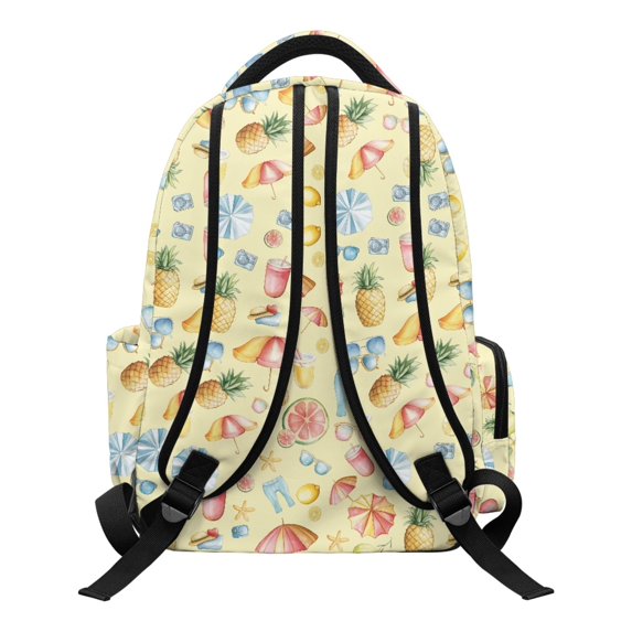 CHAQLIN Watercolor Tropical Beach Elements Pattern School Bag with Water Resistant Lightweight Backpack, Large Capacity 17 Inch Cartoon School Bag for Back to School Elementary Middle School