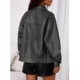 thumbnail image 4 of Abrigo PRETTYGARDEN Chaqueta Bomber de Cuero Sintético Gris XL, 4 of 8