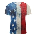 thumbnail image 4 of Aobny T-Shirt American Flag Fourth of July Mens T-Shirts Big & Tall Short Sleeve Muscle Mens Beach Shirts,Blue,XL, 4 of 5