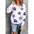thumbnail image 6 of Women's White Sequin Mardi Gras Graphic Crewneck Sweatshirt - Fun & Casual Style - [ZhiHiMeRi] | (US 20-22)2XL, 6 of 6