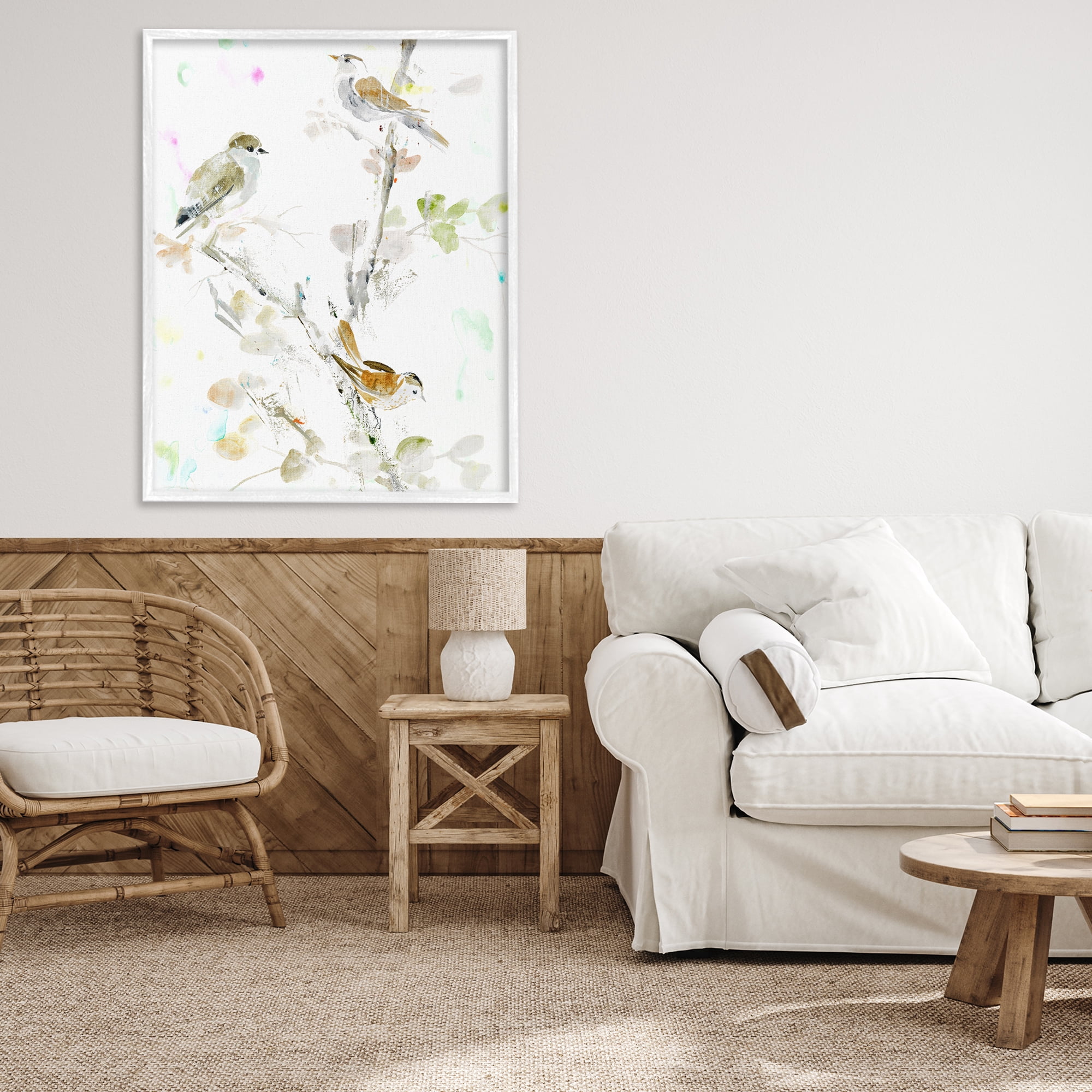 Stupell Industries Delicate Feathers Trio White Framed Giclee Art, design by Lorenzo Collective