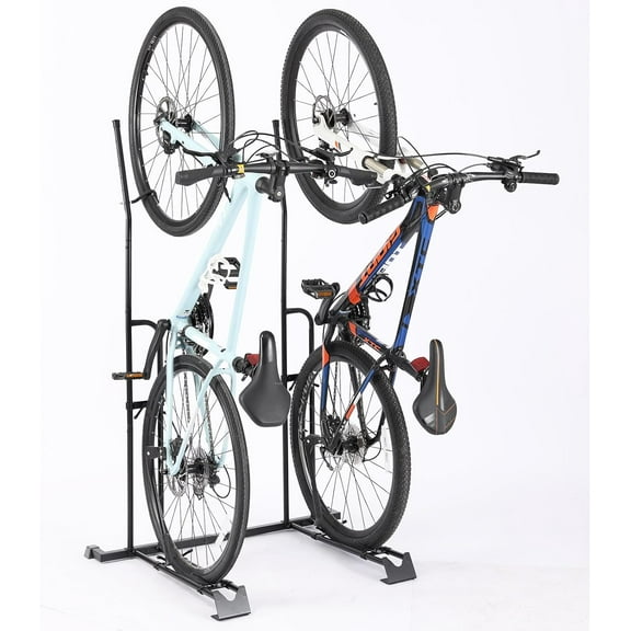 Vertical Bike Stand, 2 Bike Rack Garage, Upright and Horizontal, Indoor Bicycle Storage for Floor.