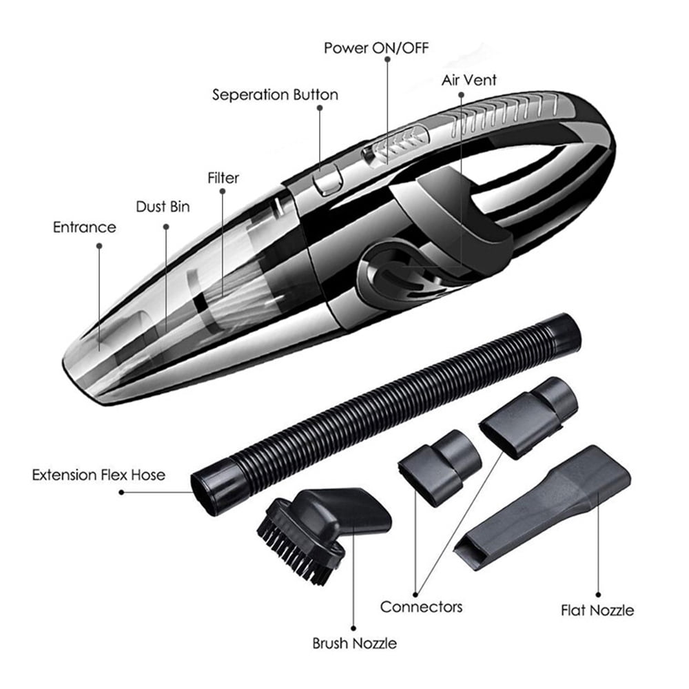 Handheld Vacuum Cleaner, 4000Pa Powerful Handheld Vacuum Cleaner, Rechargeable, Fully Equipped for Carpets, Sofas and Stairs, Pet Hair, Black