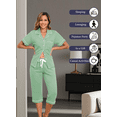 thumbnail image 7 of EA'S SECRET 100% Cotton Pajamas for Women Set Short Sleeve Sleepwear Cotton Capri Pajamas Pjs with Pockets Button Up Loungewear Sets(Sage Green,L), 7 of 7